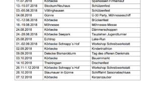 Veranstaltungen am Möhnesee 2018-2